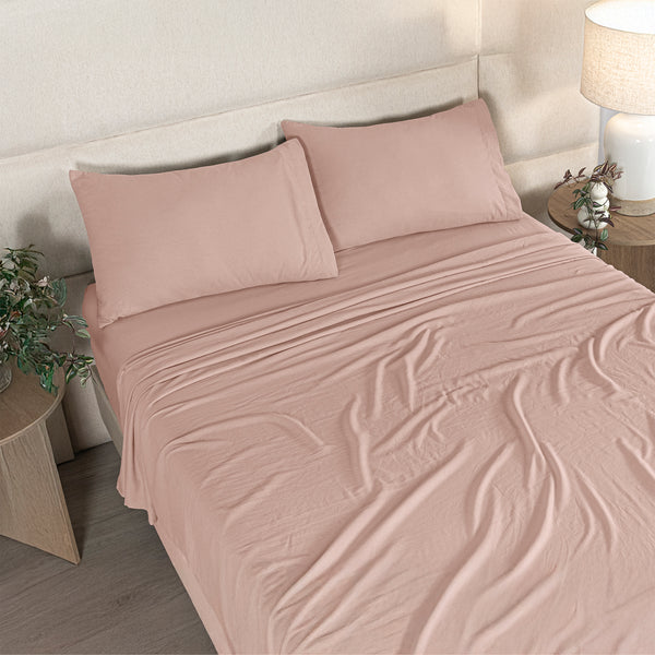 Sábanas Viasoft Washed Rosa IND
